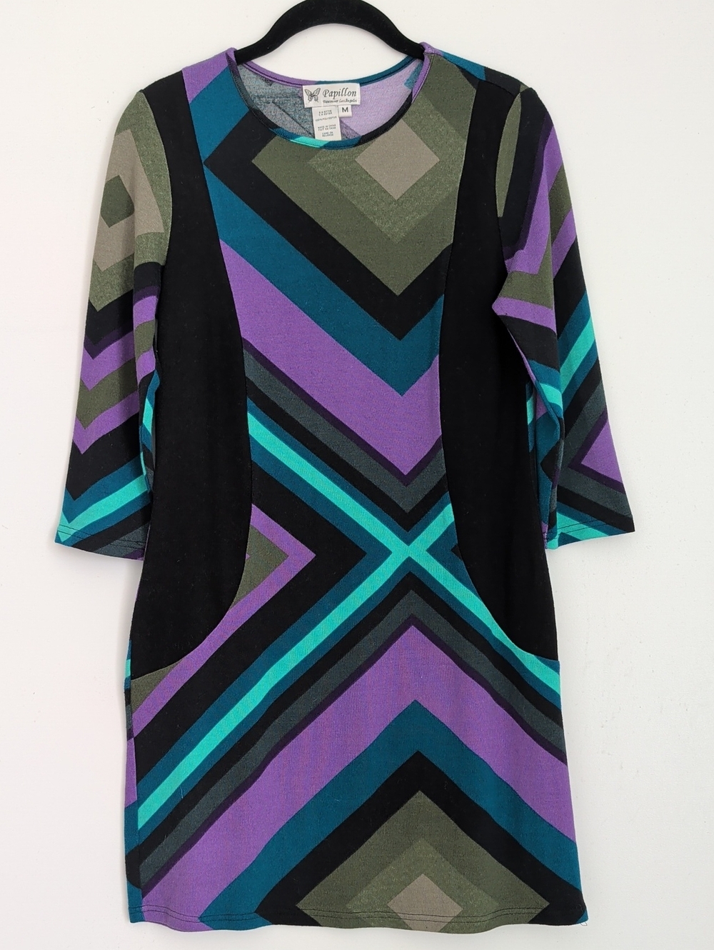 Y2K Papillon 3/4 Sleeve Gods Eye Knit Dress Size Medium